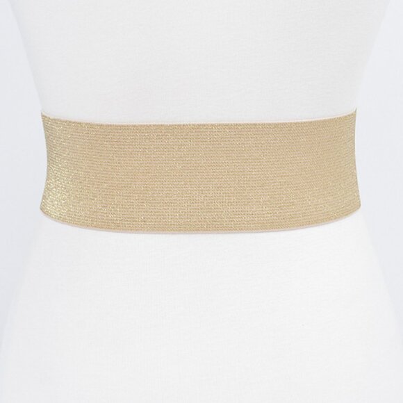 BNWT Plus Size Metallic Gold Elastic Wide Belt Fashion Belt Gold XL Belt - Picture 3 of 4